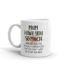 Load image into Gallery viewer, Mum I owe You so Much - Gift for Mothers day or Birthday - Funny Mug - Coffee tea cup - Christmas Present - wm3978
