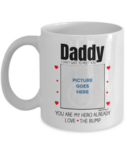 Load image into Gallery viewer, Happy Father's Day Mug - Daddy My Hero Love Bump - Personalised Coffee Mug - wm5046
