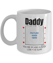 Load image into Gallery viewer, Happy Father&#39;s Day Mug - Daddy My Hero Love Bump - Personalised Coffee Mug - wm5046
