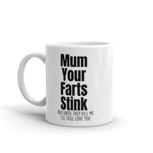 Load image into Gallery viewer, Mum Your Fart Stinks - Great present for Mother&#39;s day or Birthday - From Daughter or Son - Funny Coffee Mug - F0188
